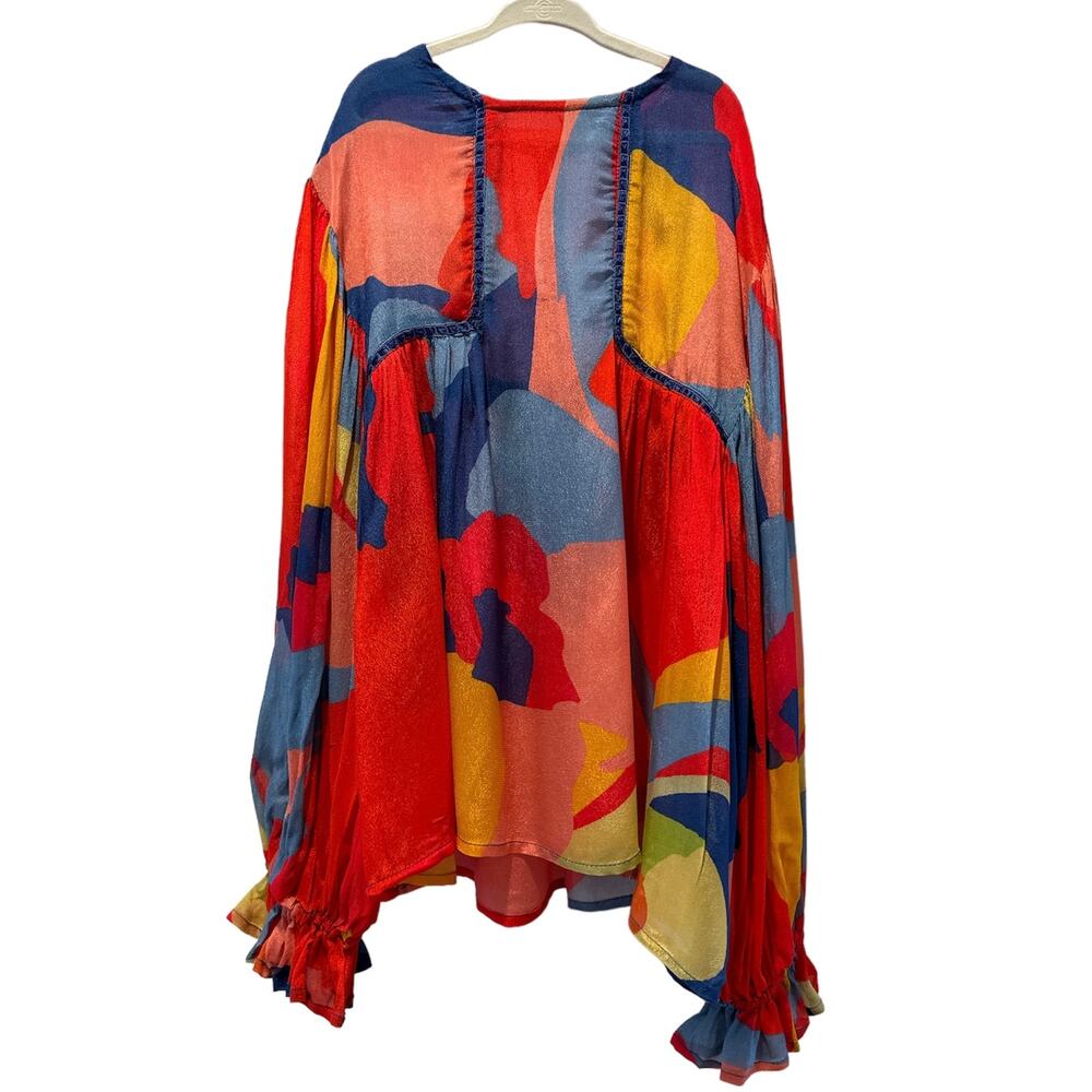 Anthropologie - Bl^nk Blink Bl-nk London Miranda Peasant Blouse Petite XXS Red